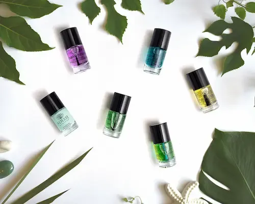 Nail polish group shot on white background