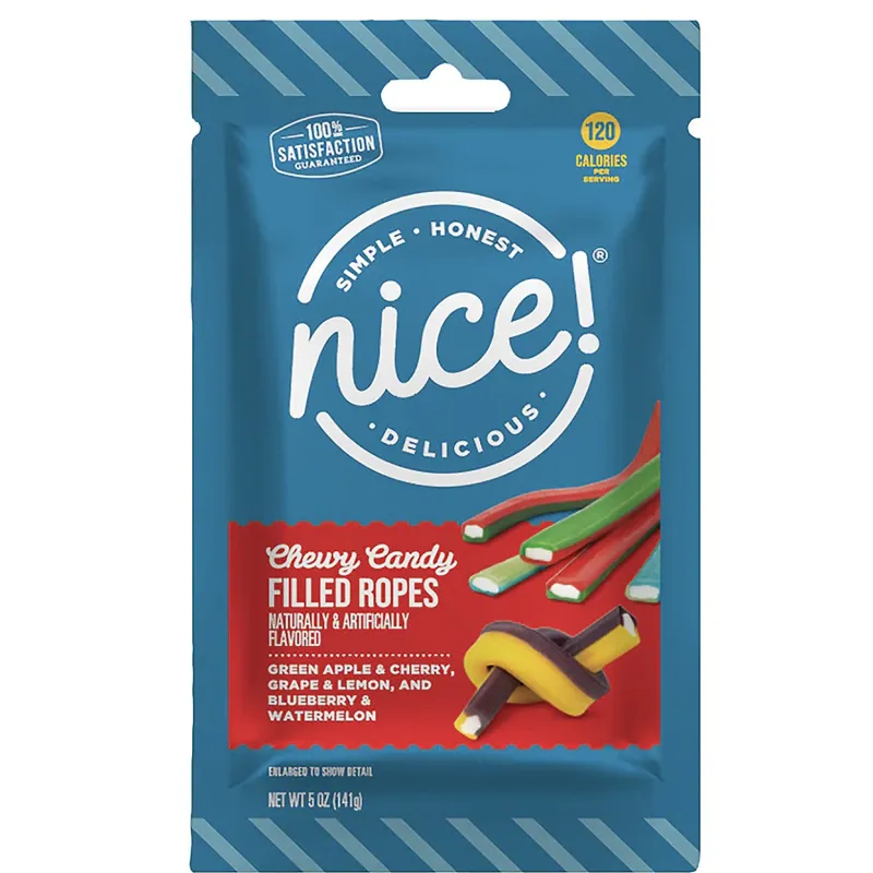 Nice brand chewy ropes candy packaging on white