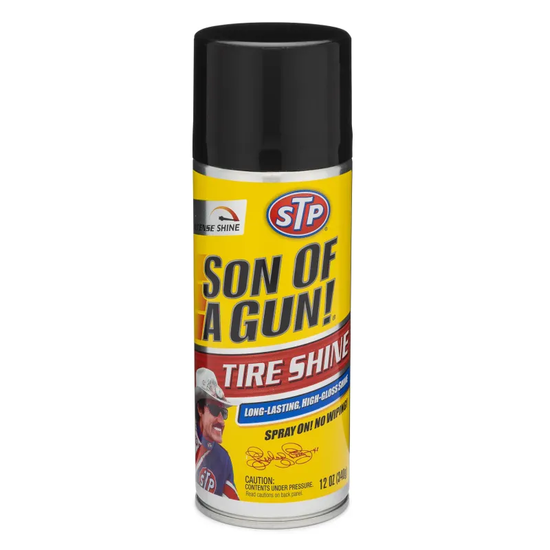 STP tire shine spray on white background
