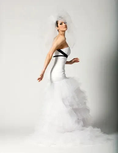 White wedding dress detail on white background, softgoods photography
