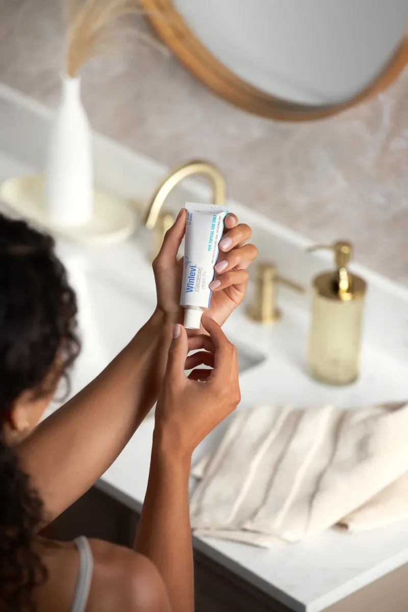Winlevi skincare bathroom lifestyle shot