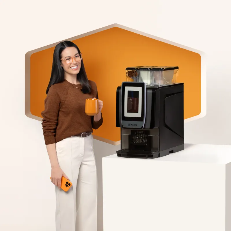 WithMe Kometa espresso machine front view tabletop commercial photography