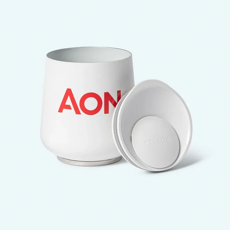AON branded cup with lid tabletop product shot