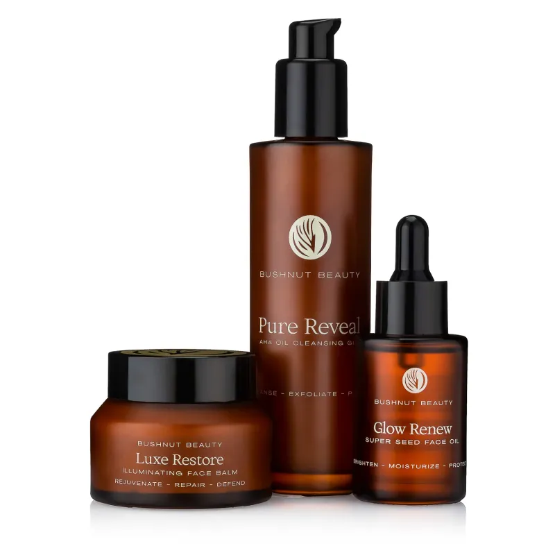 Bushnut beauty product group shot, commercial photography