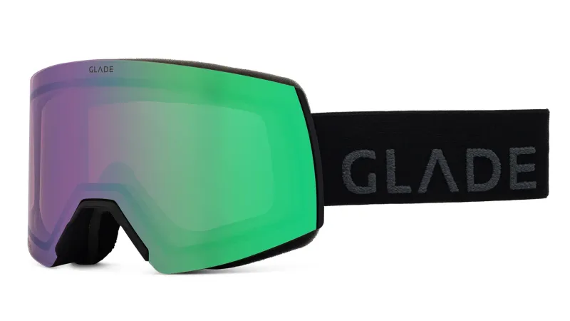 Glade ski goggles front view commercial product photography on white