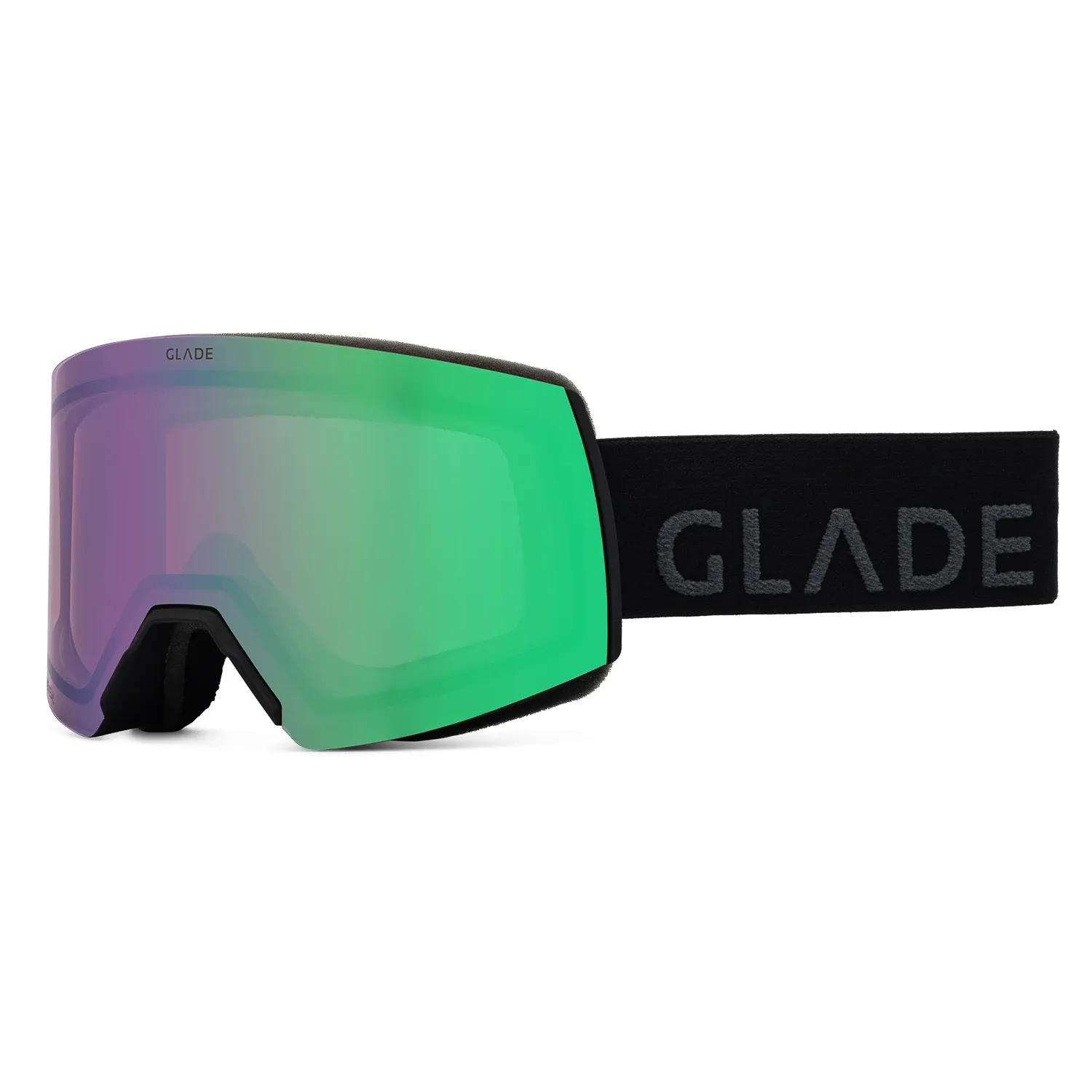 Glade ski goggles front view commercial product photography on white