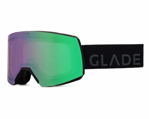 Glade ski goggles front view commercial product photography on white