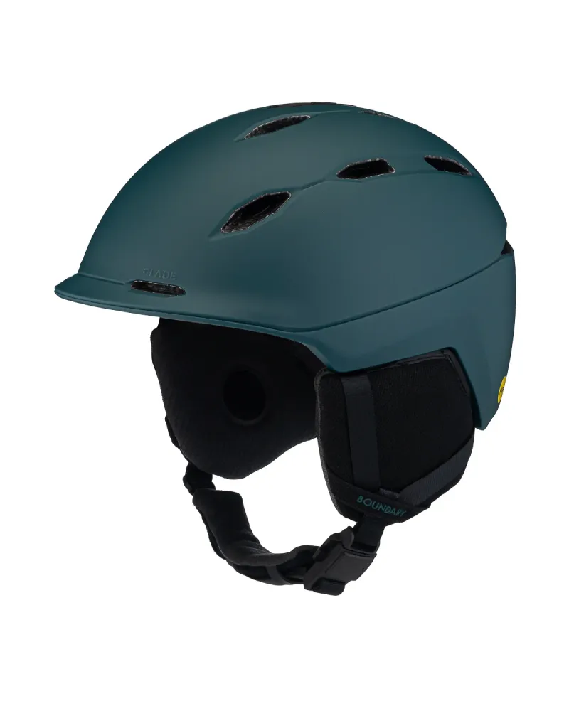Glade ski helmet product photography on white, alternate angle