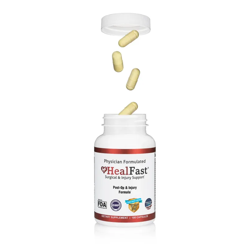 Heal Fast vitamins product shot, commercial photography on white