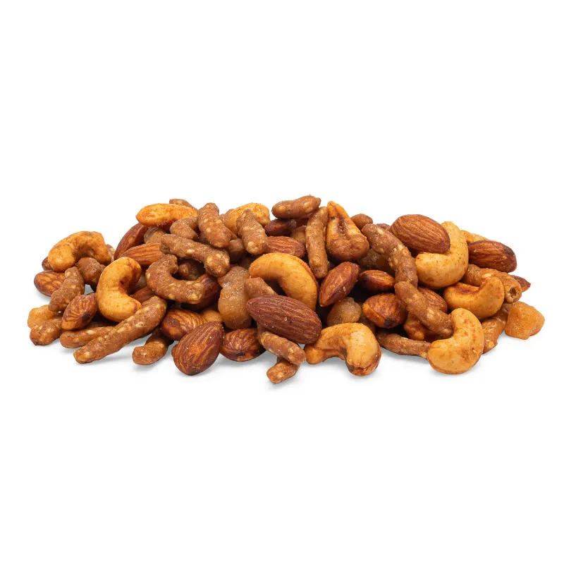 Korean BBQ style snack mix product shot, commercial food photography