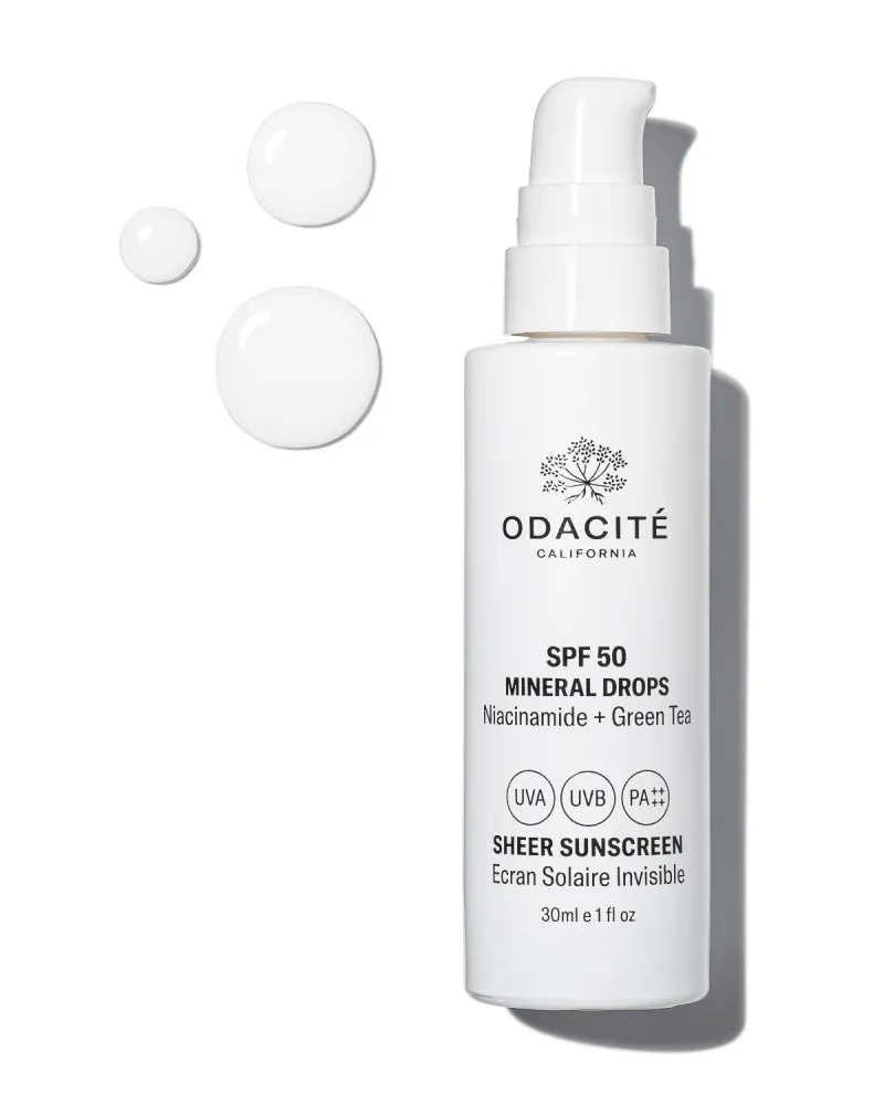Odacité SPF drops skincare product shot on white background