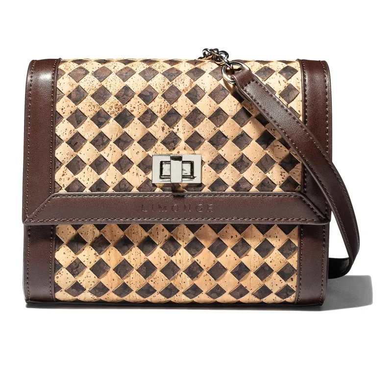 Purse made of cork leather commercial product shot