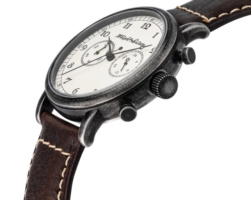 Watch side view white face on white background