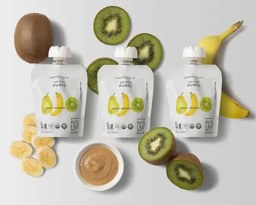 White Leaf baby food kiwi pouch on white