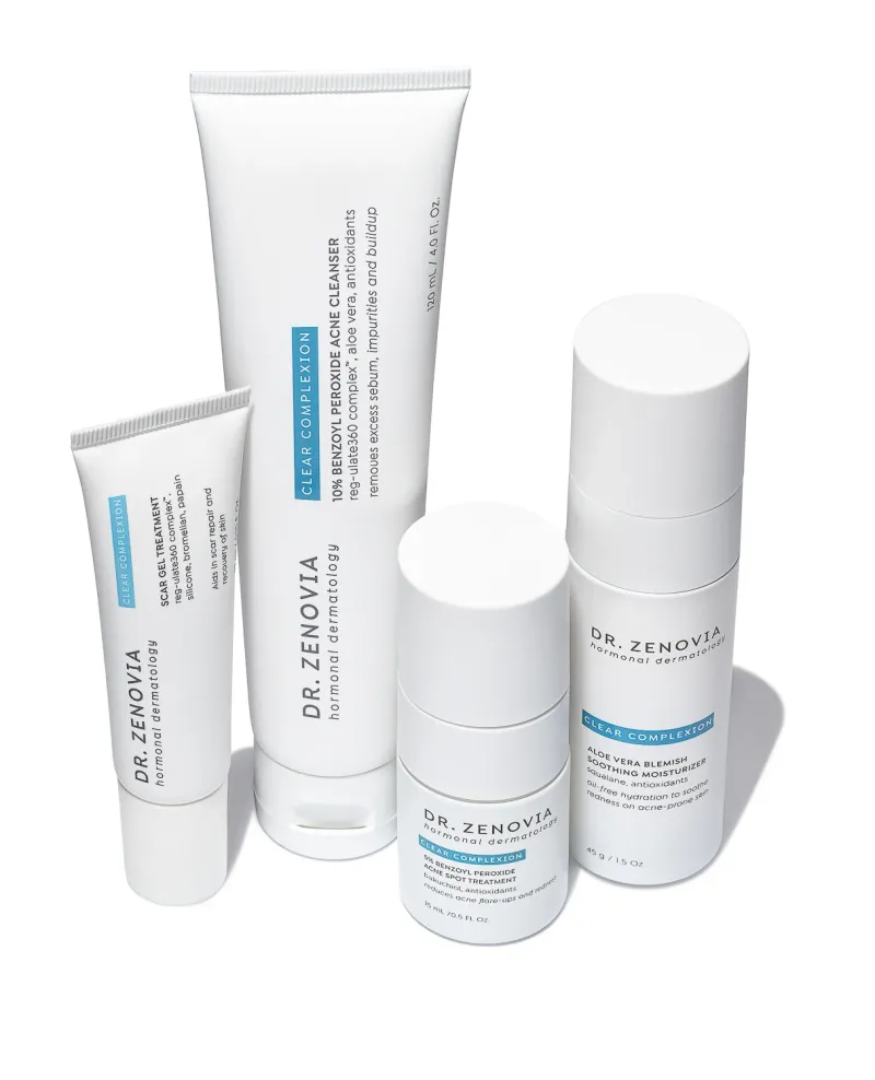 Dr. Zenovia Clear Complexion product line group shot, commercial beauty photography